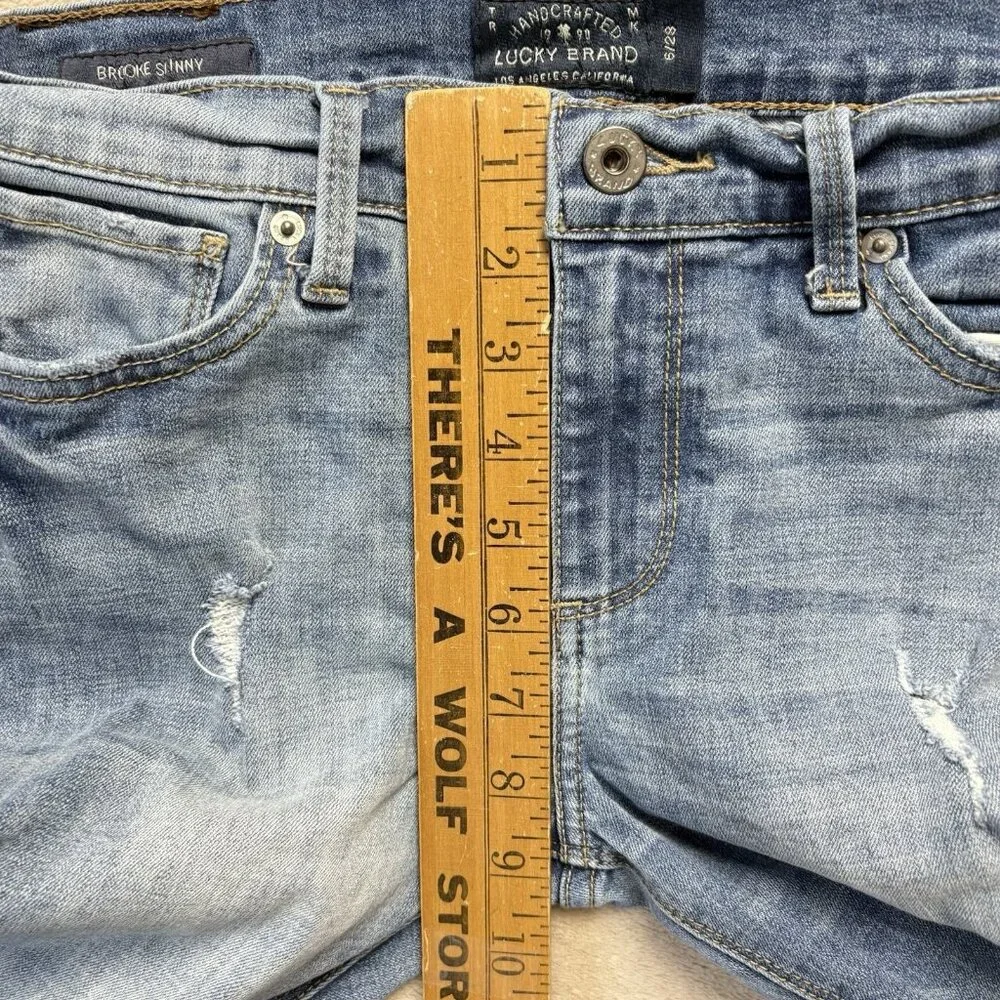 Lucky Brand Brooke‎ Skinny Jeans Womens 6/28 Blue Mid Rise Stretch Distressed